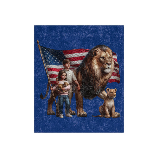 Crushed Velvet Blanket Children and Lion